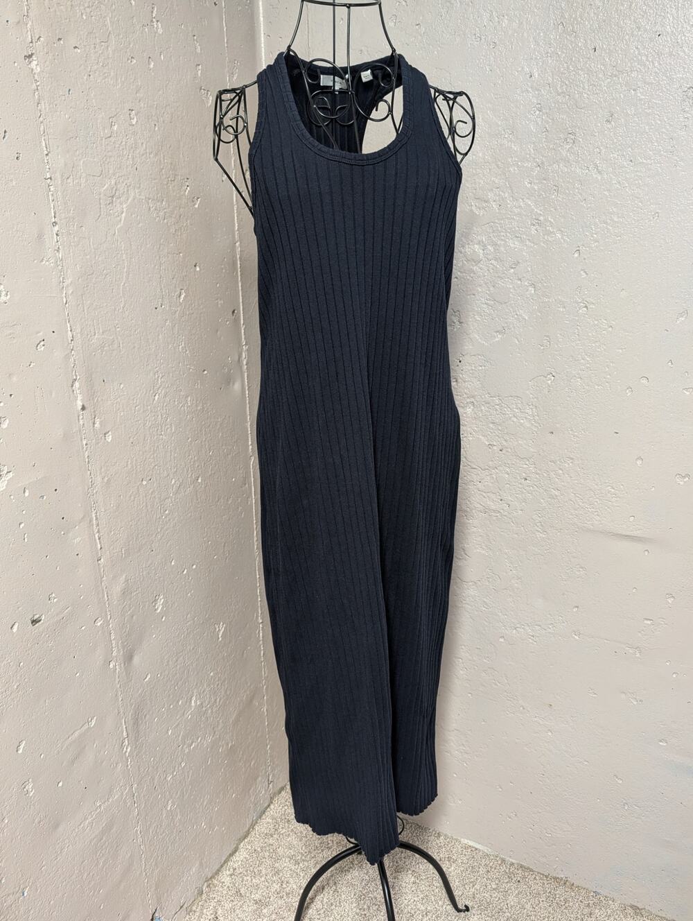 Vince Ribbed Racerback Maxi Dress Dark Navy Minimalist Large